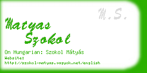 matyas szokol business card